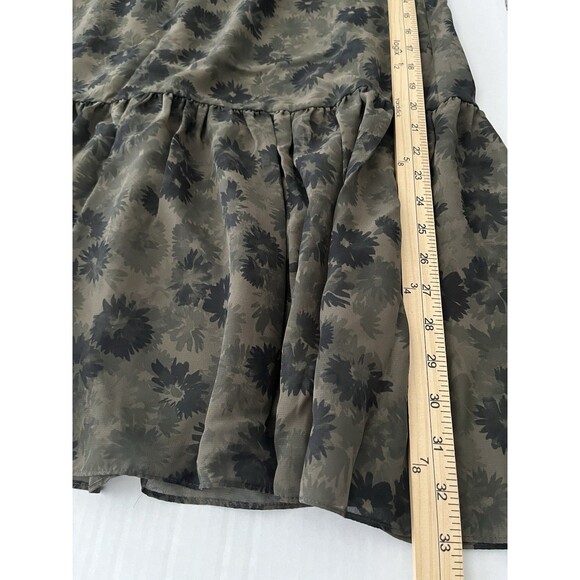 Steve Madden Women's Olive Floral Smocked-Neck Flutter Sleeve Maxi Dress Size L - Picture 10 of 12